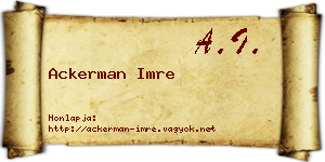 Ackerman Imre névjegykártya